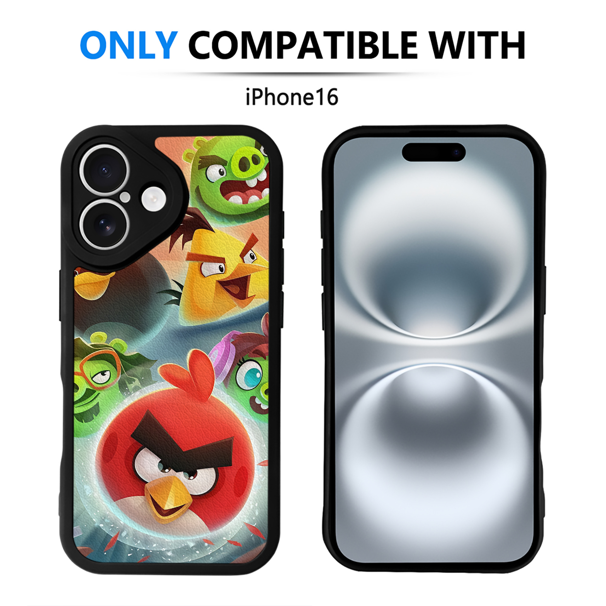 （画像用） Angry Birds アングリーバード 【iPhone 16シリーズ対応】シリコンスマホケース（レザー調） 材質：シリコン
